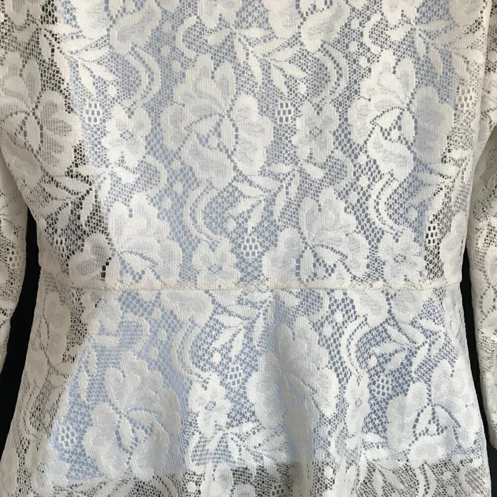 Free People Open Knit Sheer Floral Lace Tunic Top M Flowy Boho Cottagecore